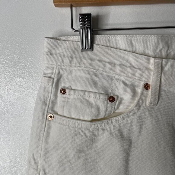 Edwin Jeans Womens 29 White Noise Hana Straight Crop USA Classic High Rise - Picture 3 of 12